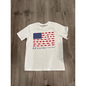 Realtree Fishing American Flag T Shirt Men's Size L